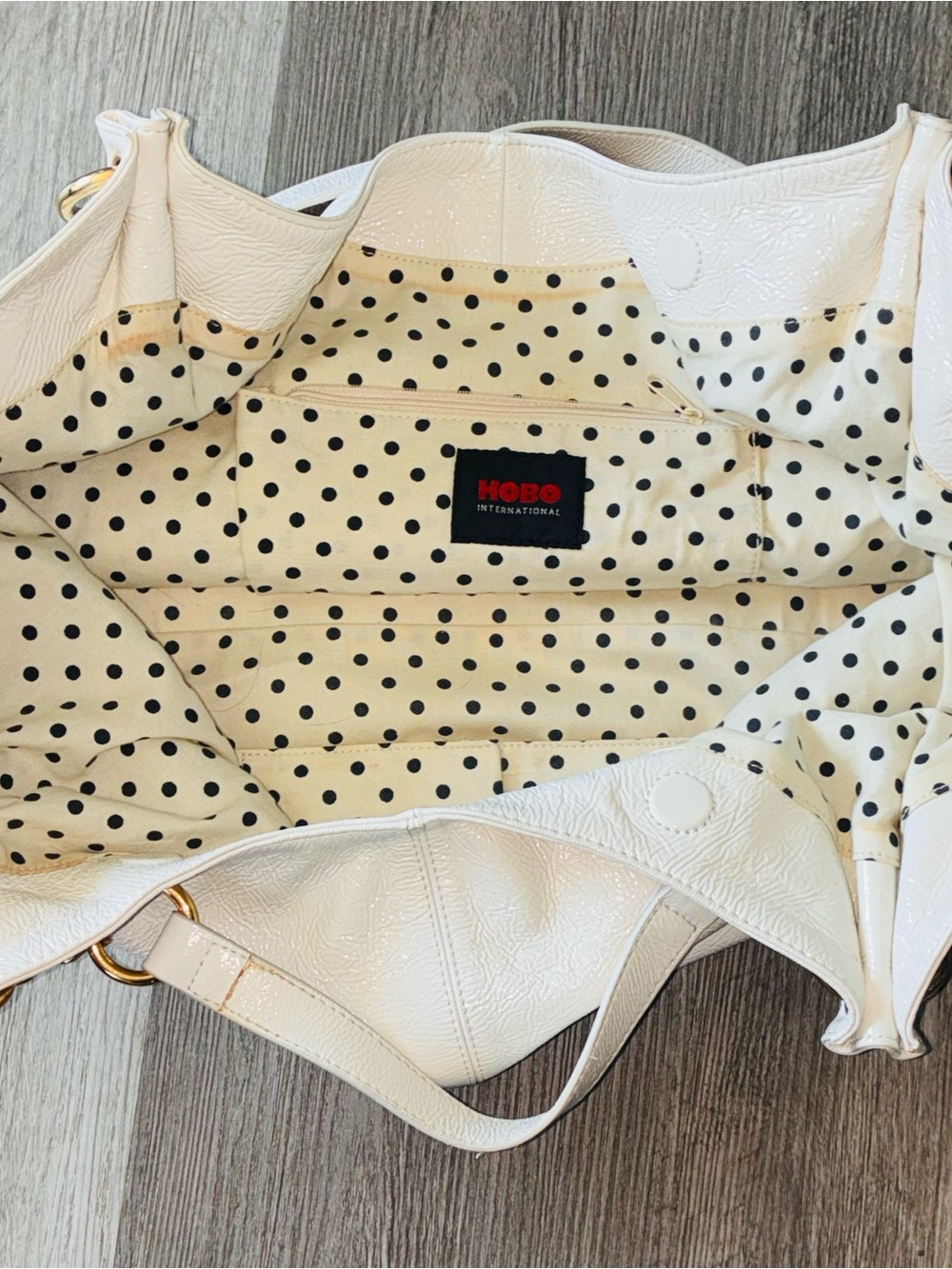 HOBO International White Iridescent Patent Leather Hobo Shoulder Bag - Picture 9 of 11